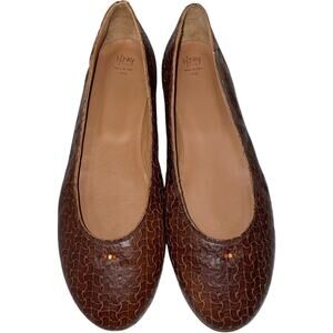 Henry Cuir Brown Leather Flats Woven Fatte a Mano Ballet Flats  Size: 38.5 /US 8